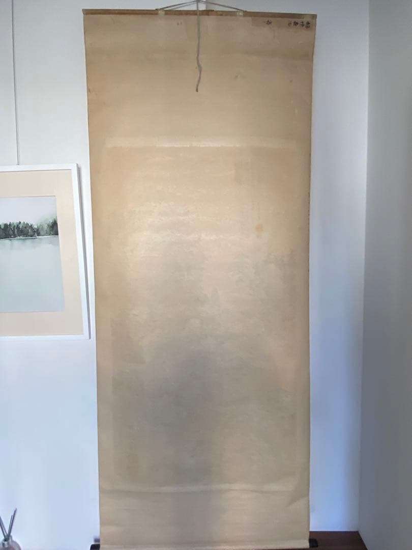 中国書画 民国画家　黄省三　筆 楓橋夜泊図　絹本水墨 山水画賛