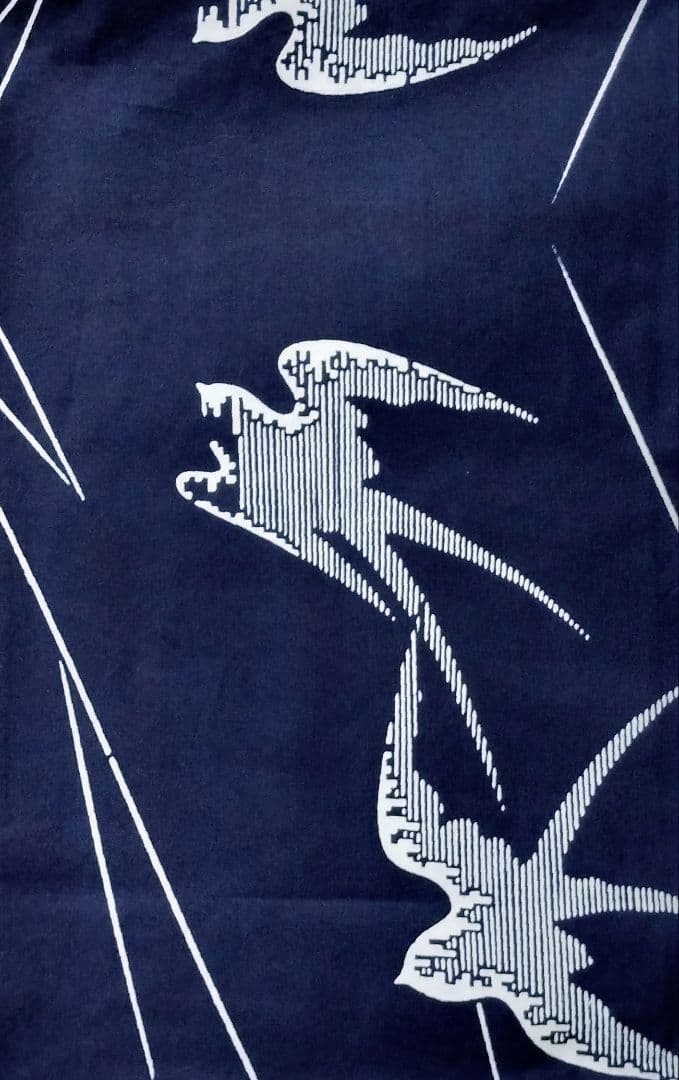 【浴衣】燕模様　ツバメ　鳥　未使用品　藍染 注染　紺　ネイビー レトロ　古典 綿