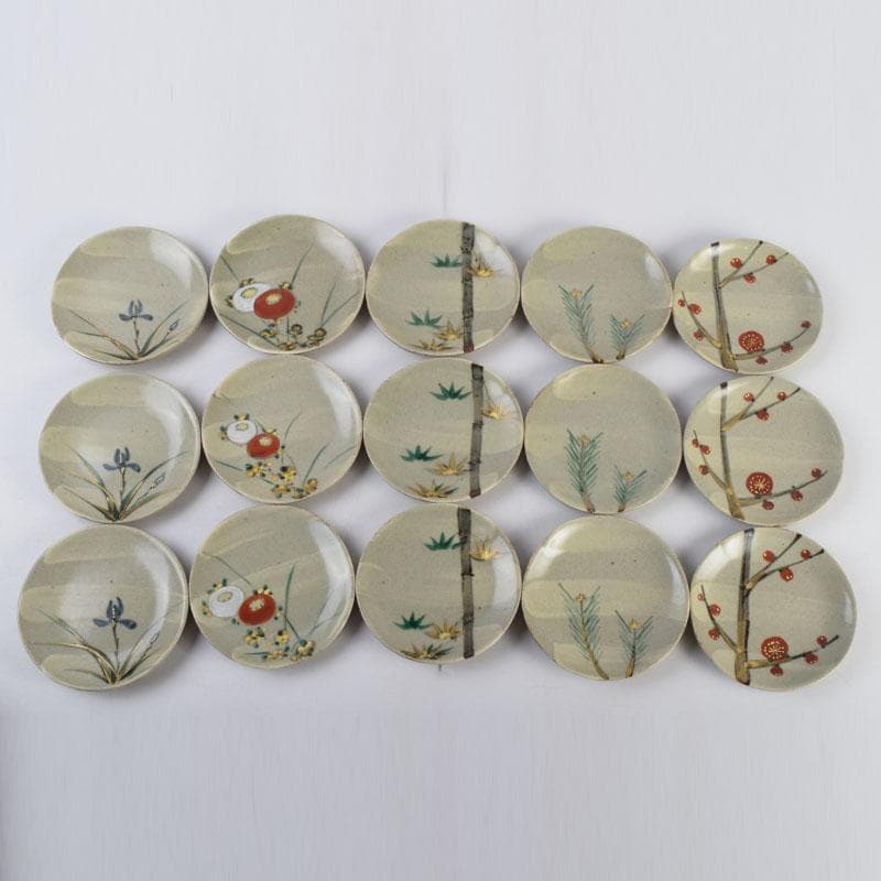 和食器　茶懐石　幸兵衛窯　絵変　銘々皿　五客　共箱　6点まとめて　V　8932A