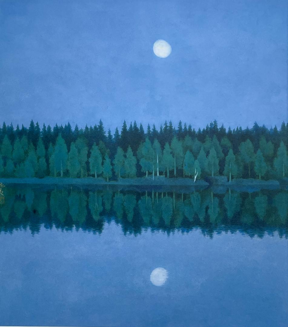 【新品】東山魁夷「二つの月」 ポスター　複製画　日本画　大サイズ額付　48×48