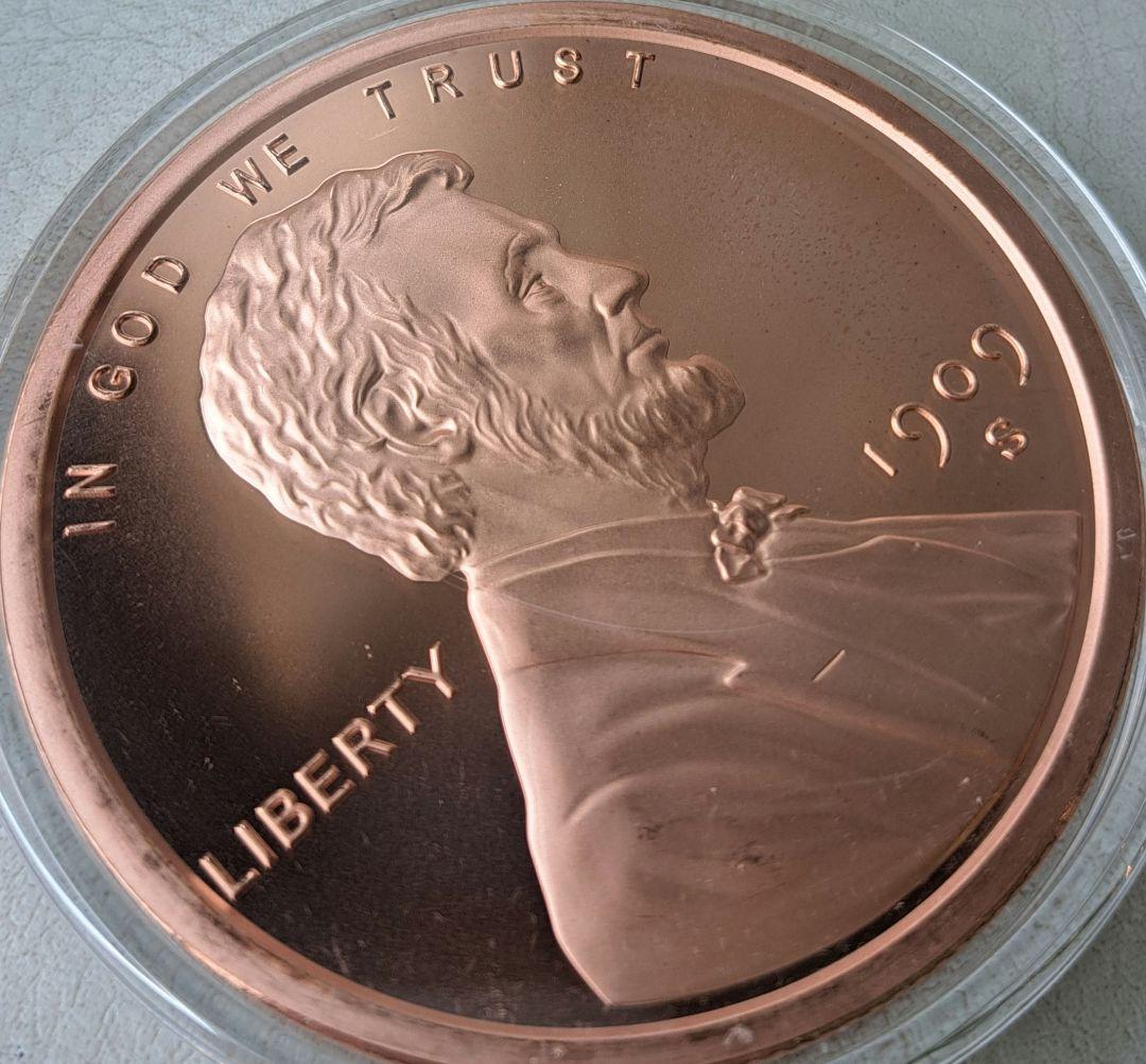 「リンカーンウィートセント」純銅5オンスメダル