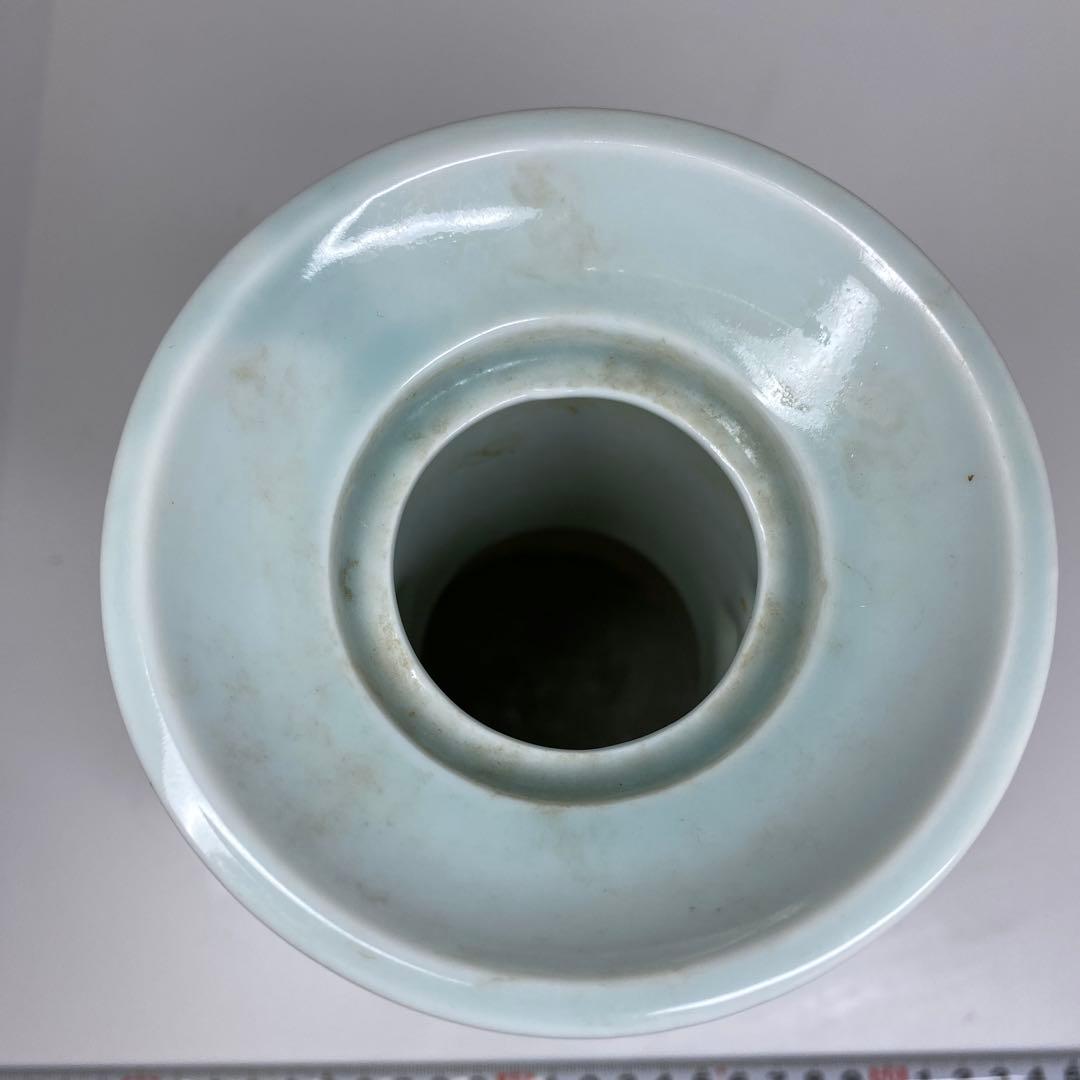 中国美術　魚耳　青磁花瓶　高さ約21.8㎝　タサオ　東さ7-0609②