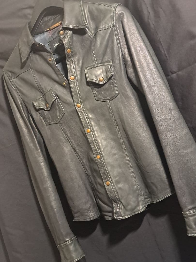 90s ITALY製 DOLCE & GABBANA レザーシャツ ロック古着