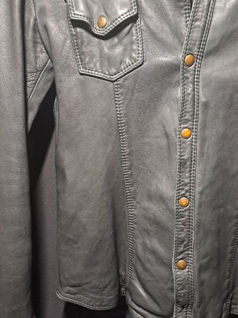 90s ITALY製 DOLCE & GABBANA レザーシャツ ロック古着