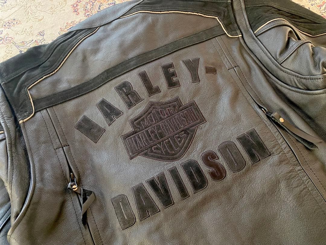 新品未使用HARLEY-DAVIDSON ブラックレザーロゴジャケット在庫限り。