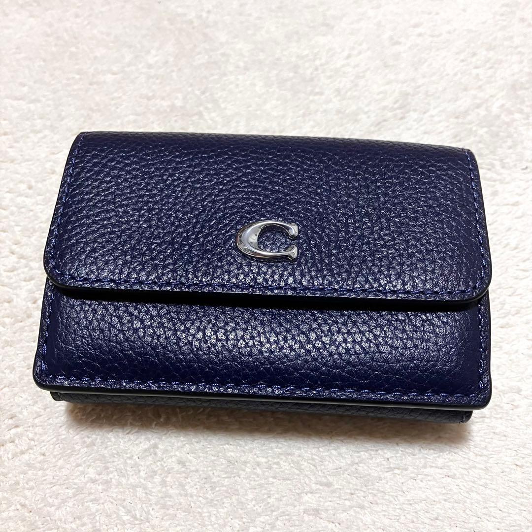 極美品✨ COACH コーチ ミニ トライフォールド ウォレット ネイビー