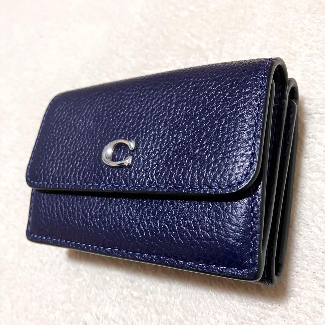 極美品✨ COACH コーチ ミニ トライフォールド ウォレット ネイビー