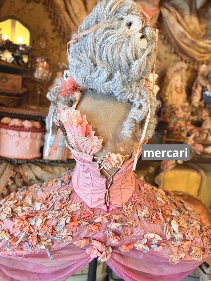 フランス アンティーク　稀少　布花　パニエ　クリノリン