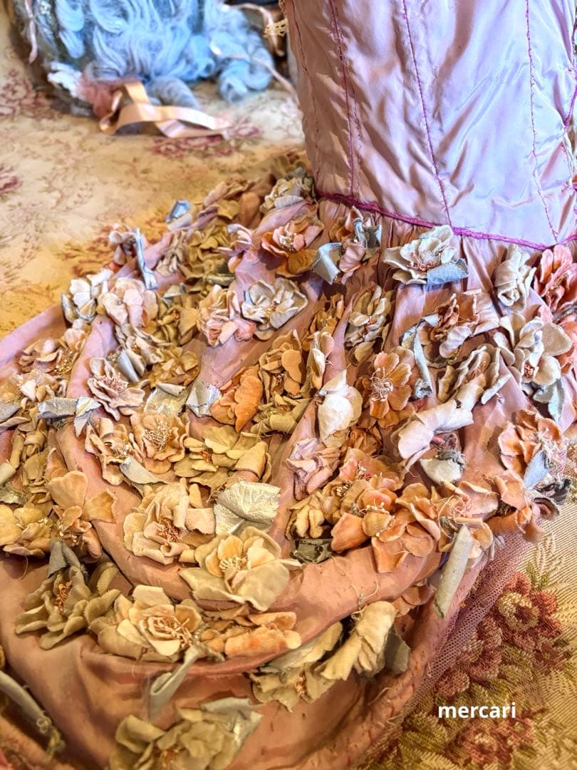 フランス アンティーク　稀少　布花　パニエ　クリノリン