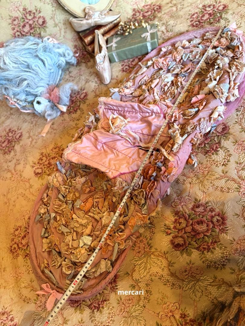 フランス アンティーク　稀少　布花　パニエ　クリノリン