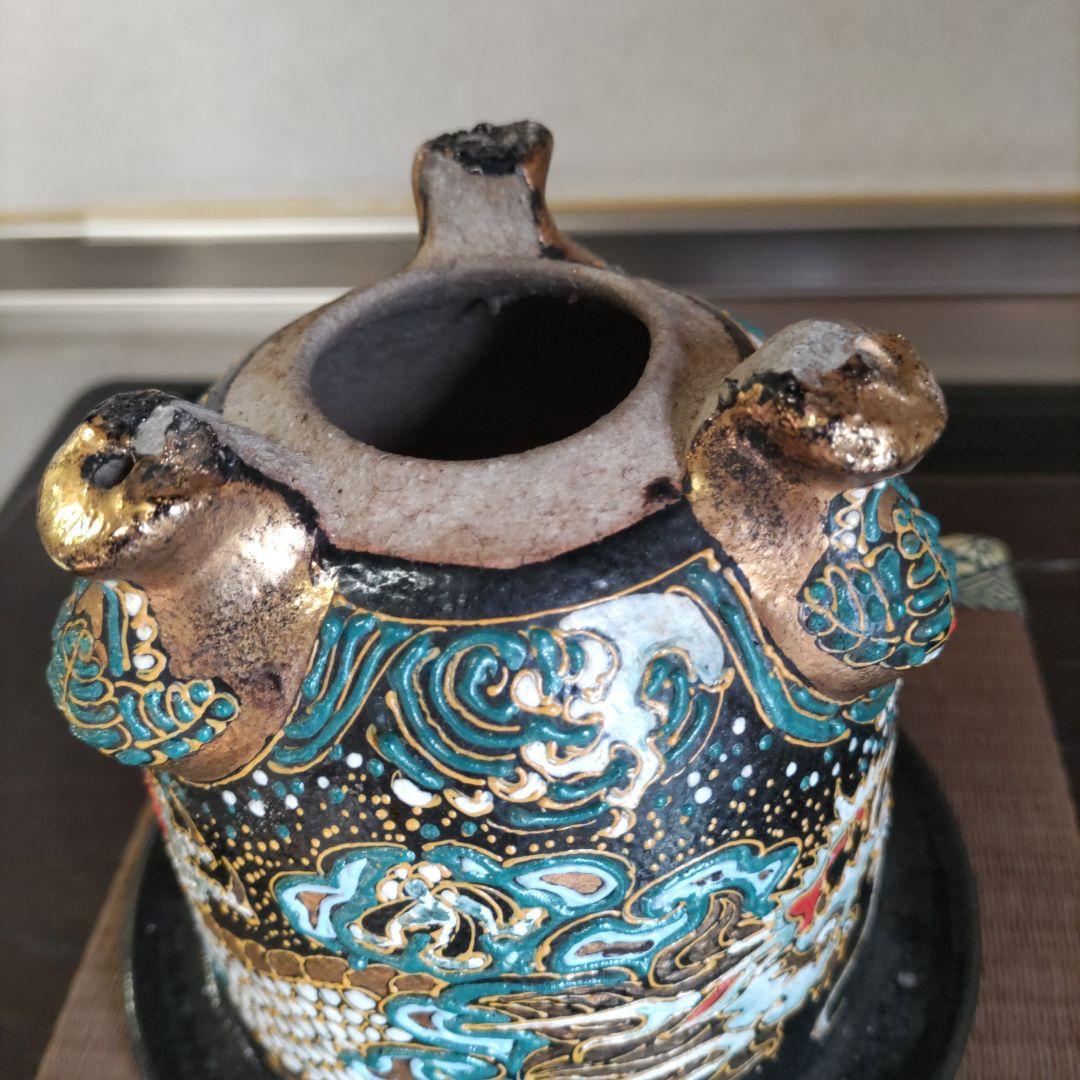 万年青鉢、 金彩龍図 、蘭鉢 、盆栽鉢 植木鉢、 東洋ラン 鉢、時代物、未使用鉢