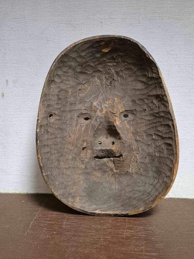 お面 おたふく おかめ　縁起面 木彫 彫刻 祭り 仮面 伝統芸能 飾り面