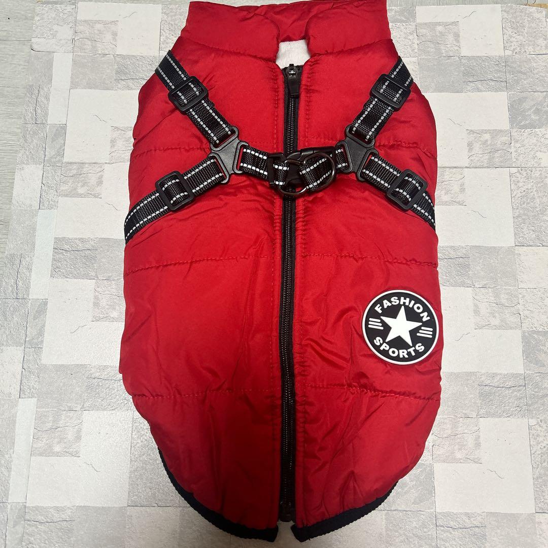 犬服 綿服コート 防水ジャケット 暖かい ペット服 2XL 赤色