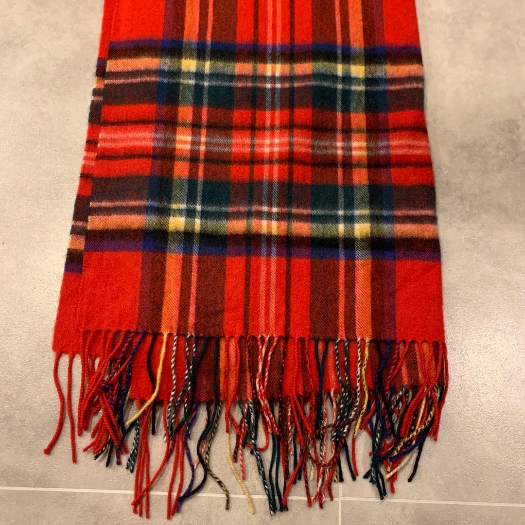 カシミヤ100％ 大判チェックマフラー