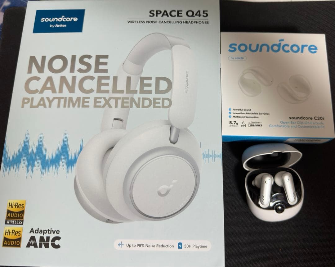 soundcore ANKERワイヤレスヘッドホン イヤホンセット（ホワイト）