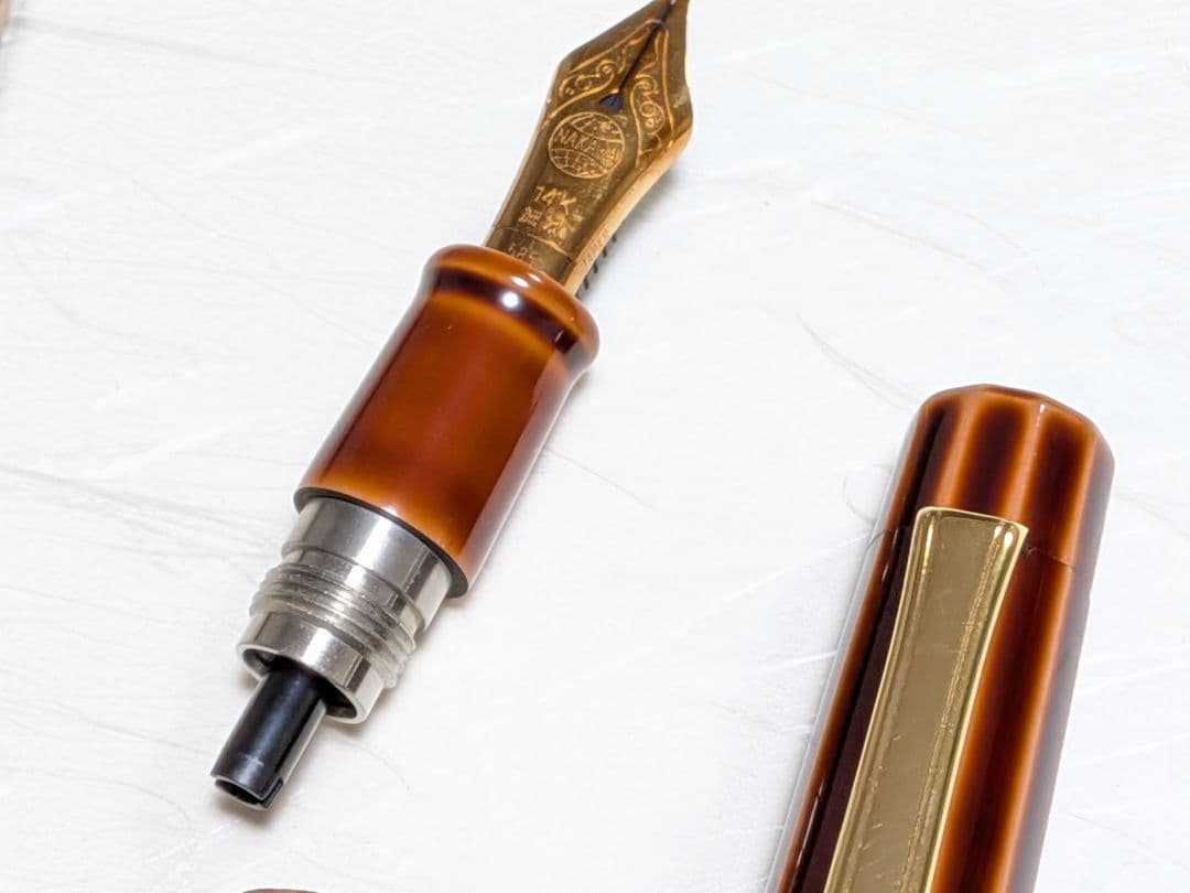 中屋万年筆 鴇溜 14k ゴールドニブ 細軟 十角 ライター ポータブル