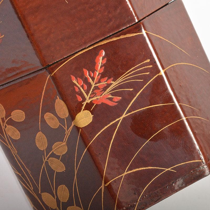 茶道具　道場宗廣作　宗観好　二季鳥茶入　共箱　V　6740