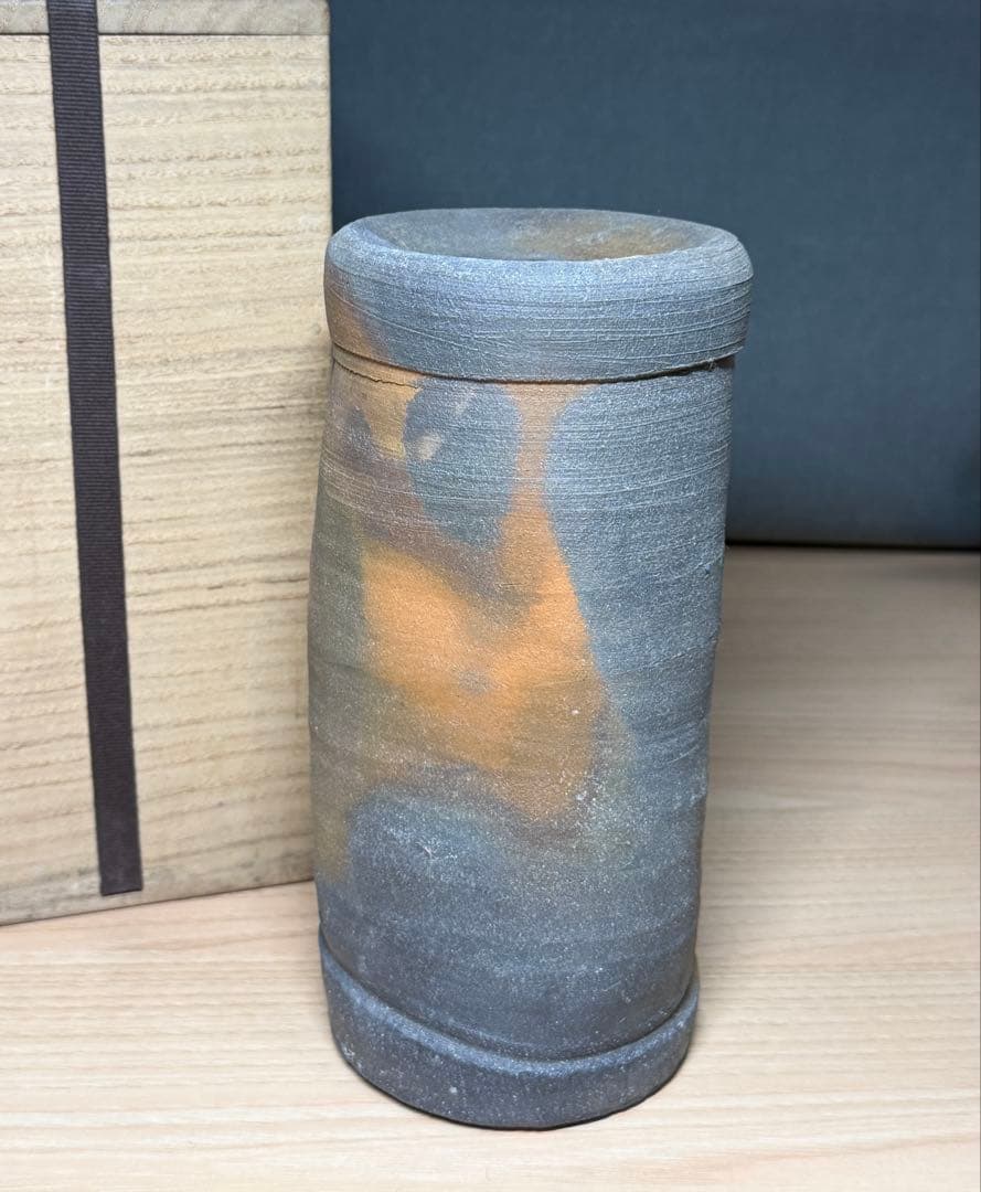 丹波焼 石田陶春 筒型 花入 花器 華道 茶道 共箱 #1021004