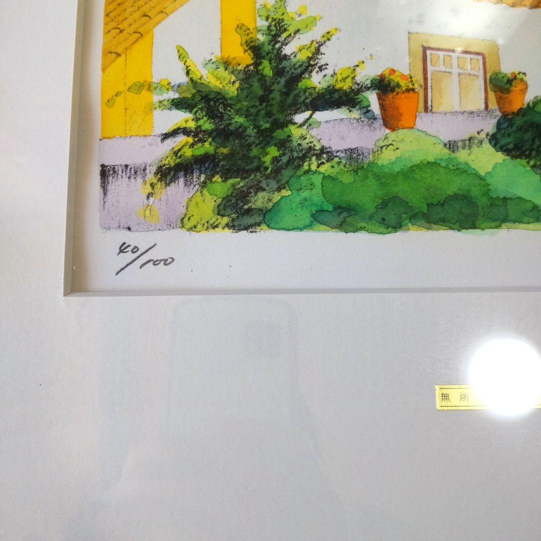 限定■直筆サイン入り■長谷謙三■風景画 水彩画リトグラフバラ馬車