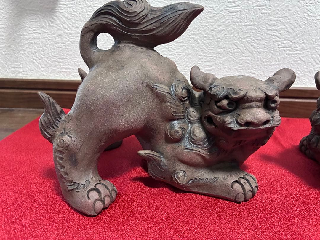 沖縄シーサー お土産　やちむん　魔除け 厄除け 置物 陶器 玄関 装飾　こげちゃ