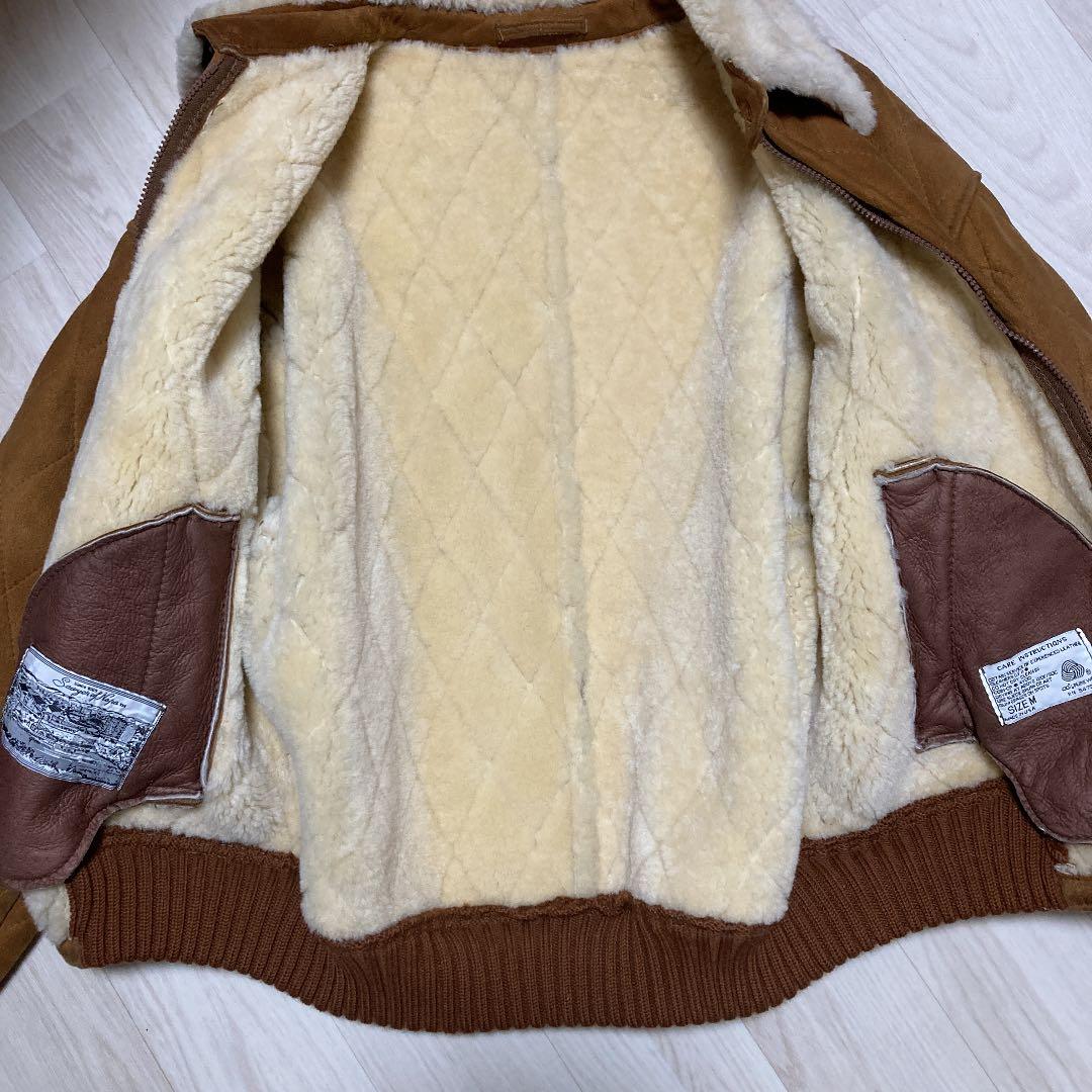 【ウサ吉】 メンズ　ジャケット　皮　スウェード　ボア　Ｍ　ビンテージ