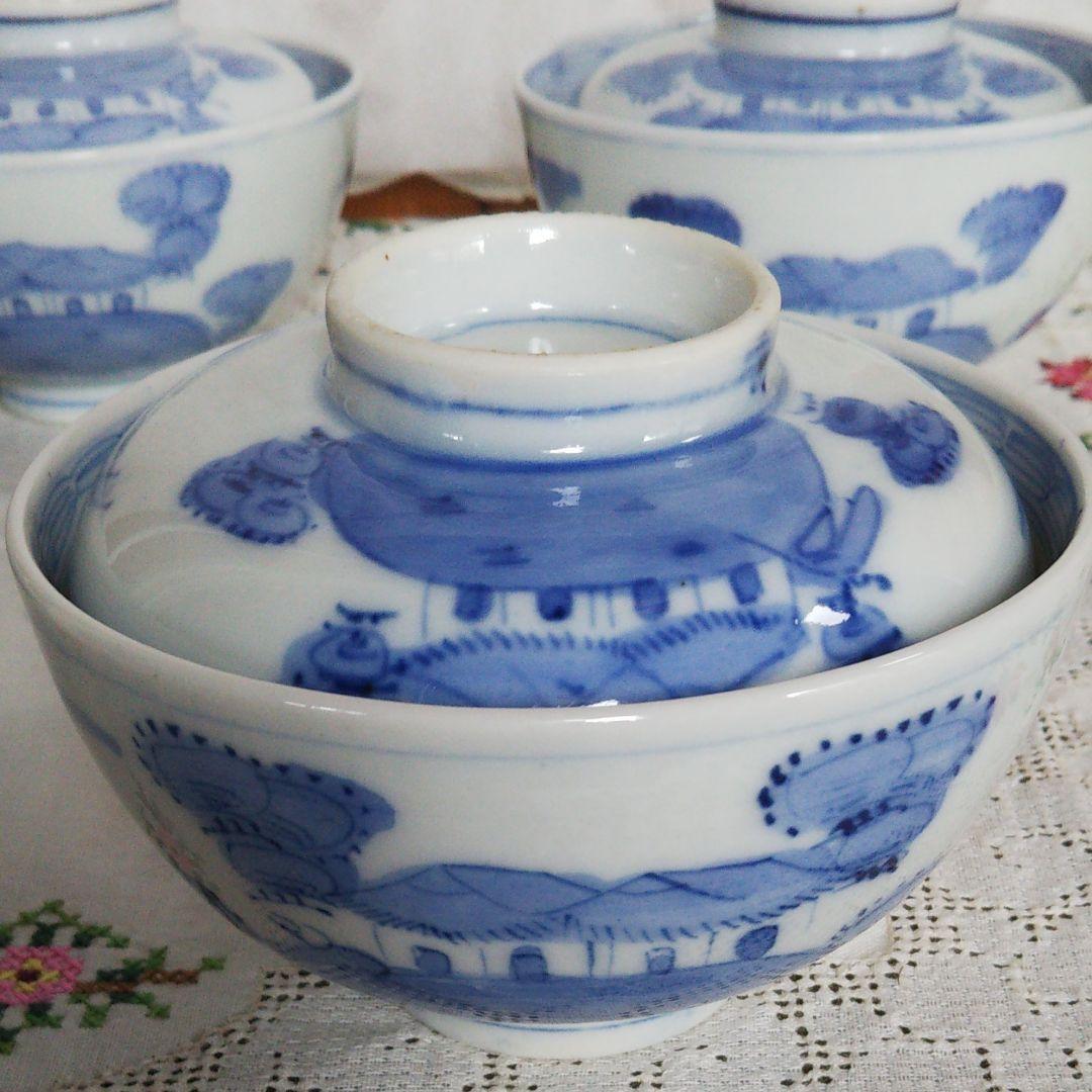 骨董品   蓋つき茶碗４客