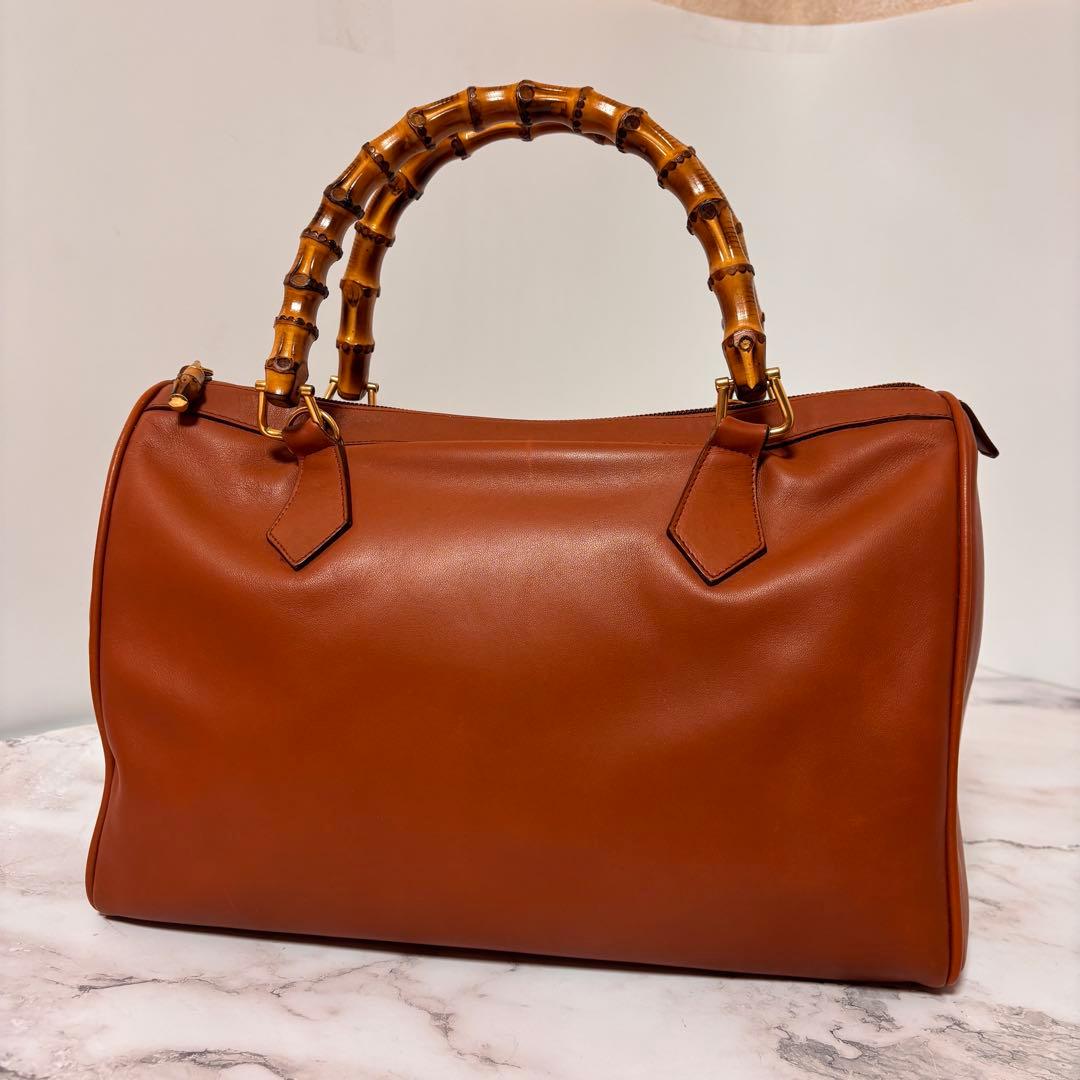 GUCCI グッチ キャメル 本革　ハンドバッグ　バンブ　ミニボストンバッグ