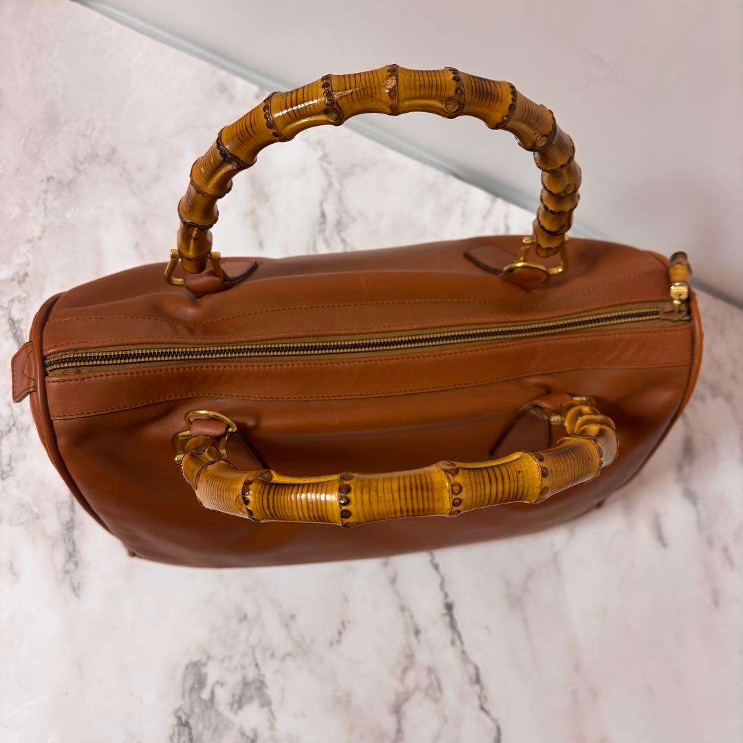 GUCCI グッチ キャメル 本革　ハンドバッグ　バンブ　ミニボストンバッグ
