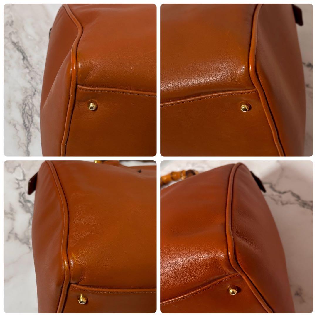 GUCCI グッチ キャメル 本革　ハンドバッグ　バンブ　ミニボストンバッグ