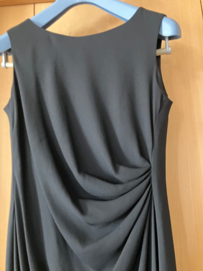 美品東京ソワール黒いドレープマキシドレス　１１号