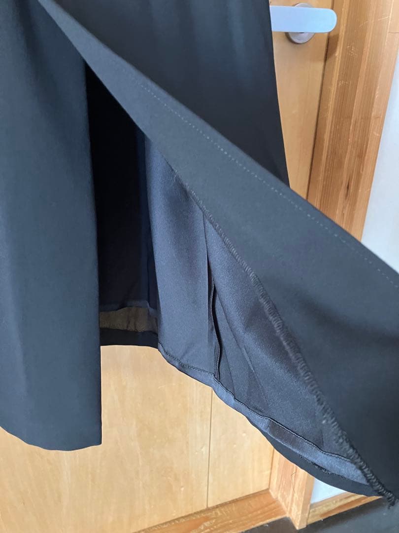 美品東京ソワール黒いドレープマキシドレス　１１号