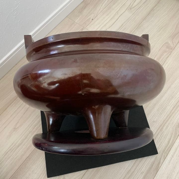 品格のある　喜龍堂造　㐂龍堂　紫銅　宣徳瓶掛　火鉢　金紫銅　唐金　茶道具