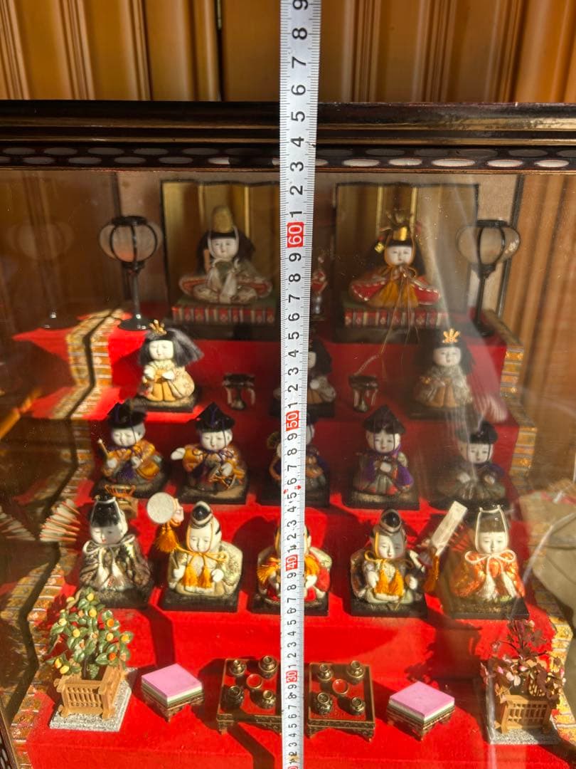 超希少　雛人形　木目込十五人飾り　ガラスケース5段飾り　お雛様　古いひな人形