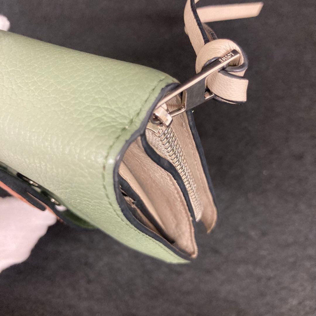 ロエベ コンパクト ジップ ウォレット 財布 レザー グリーン⭐︎