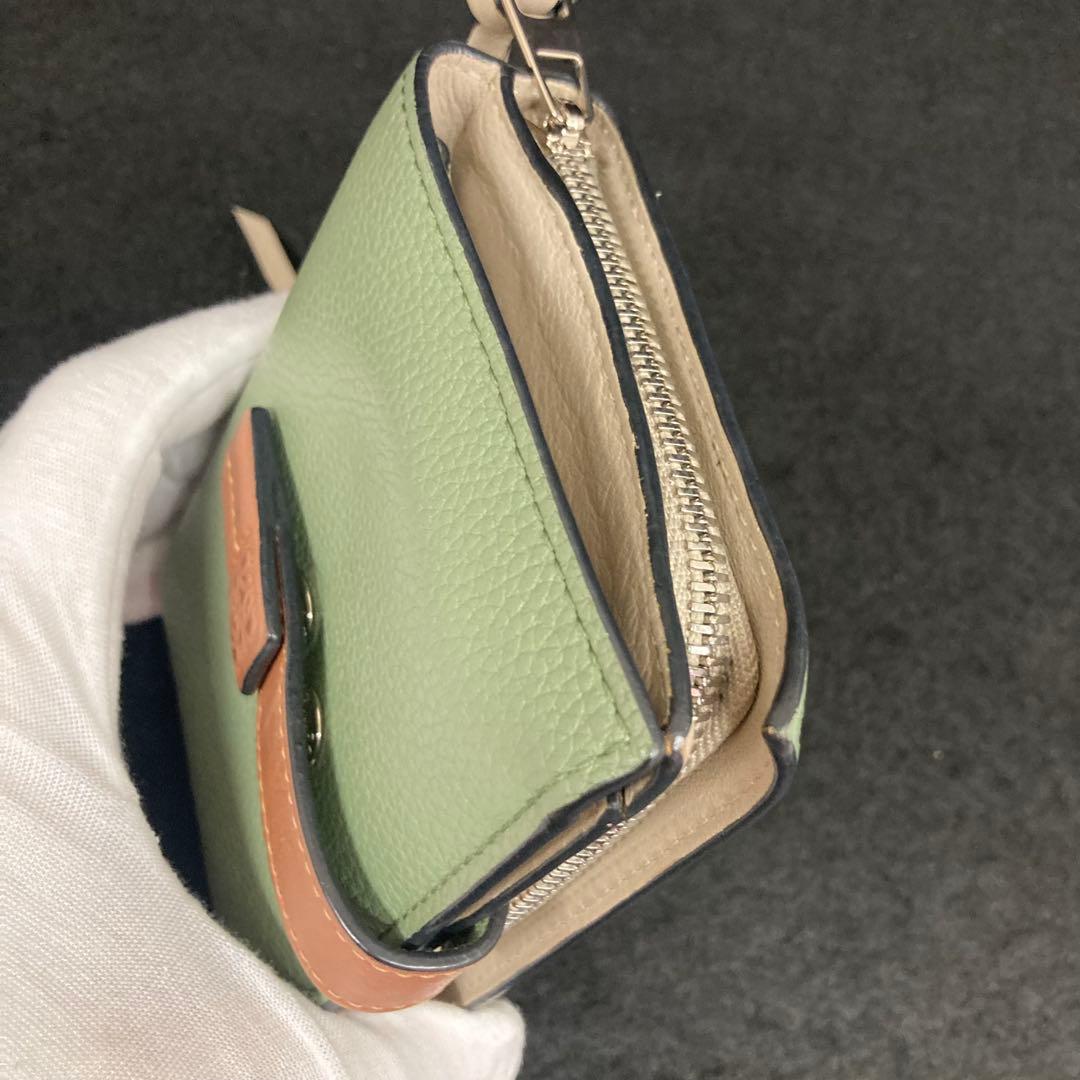 ロエベ コンパクト ジップ ウォレット 財布 レザー グリーン⭐︎