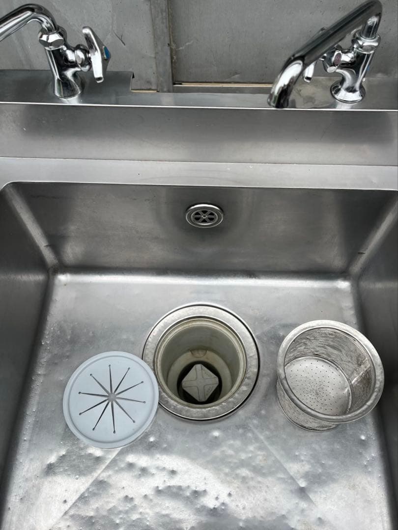 業務用 1槽シンク 二口蛇口付き 幅600×奥600×高さ800+BG90 一槽