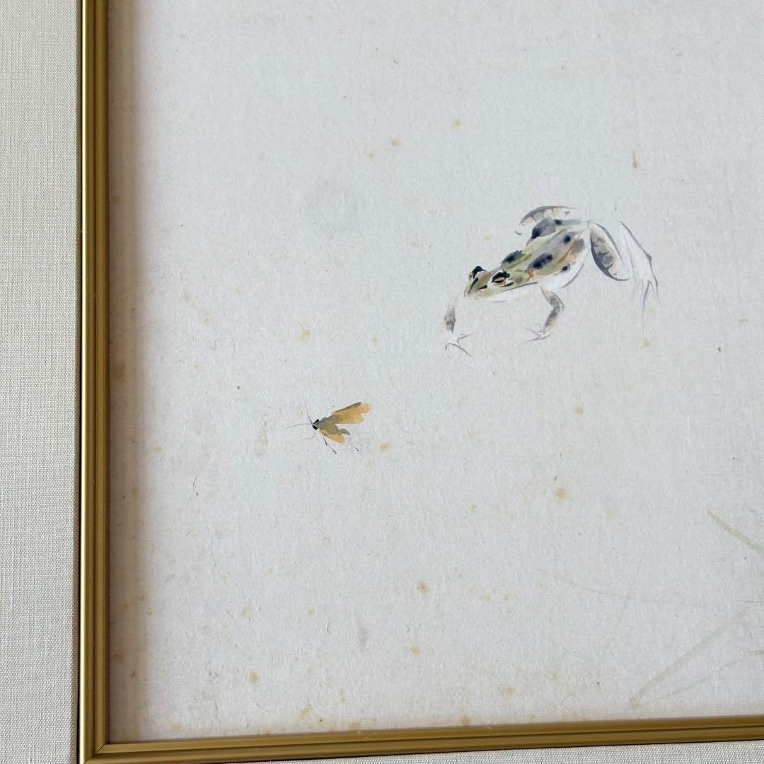 田中以知庵「蛙」日本画 額装 元日展審査員 南画院同人 絵画 K
