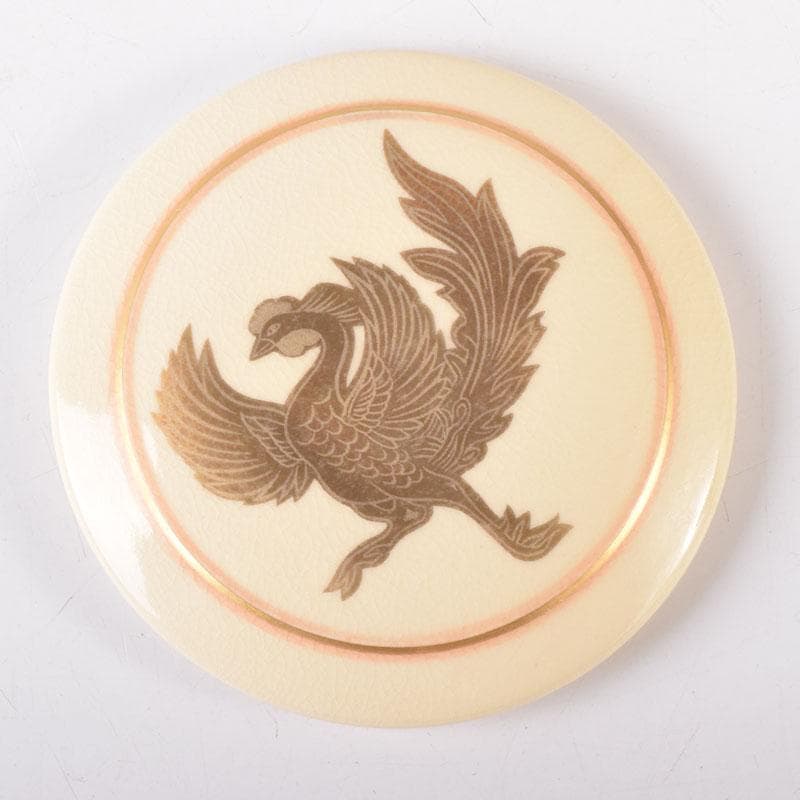 茶道具　色絵金彩　鳳凰文　香合　蓋物　在銘　時代箱　V　8271