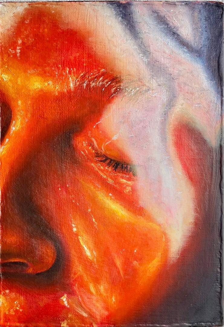 アート　現代アート　絵画　赤　油絵　インテリア　個性的　おしゃれ雑貨　絵