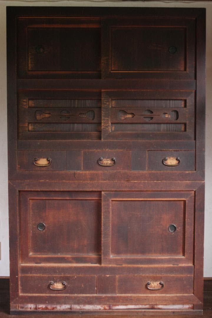 水屋箪笥 飾り棚 茶箪笥 昭和レトロ アンティーク 水屋 古民家 古家具 民藝