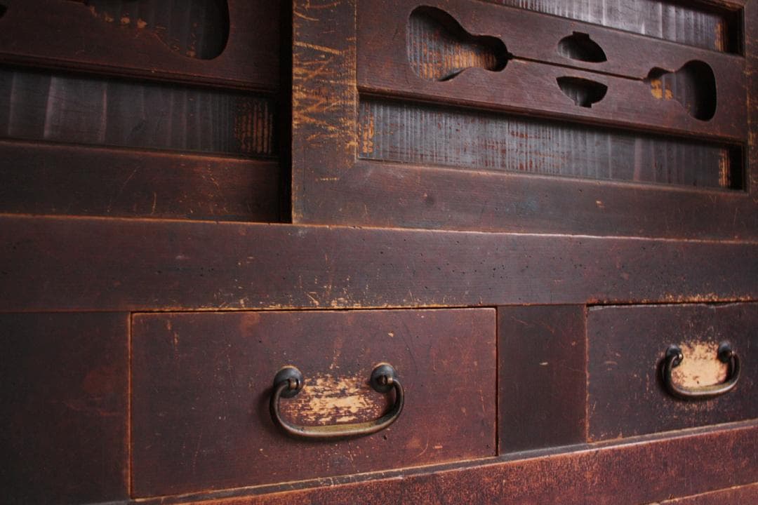 水屋箪笥 飾り棚 茶箪笥 昭和レトロ アンティーク 水屋 古民家 古家具 民藝
