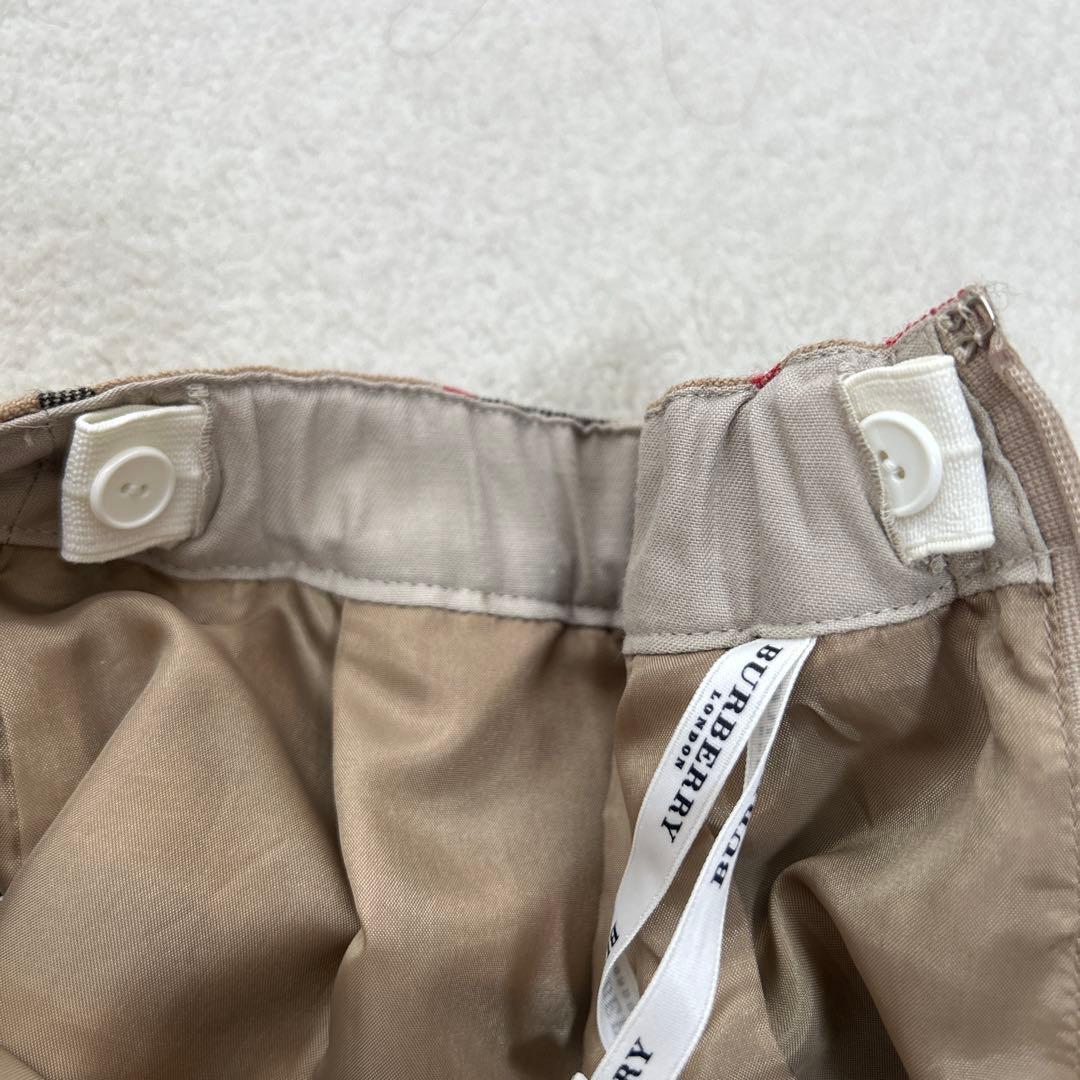 クリーニング済み美品バーバリー ノバチェック巻きスカート風プリーツスカート150