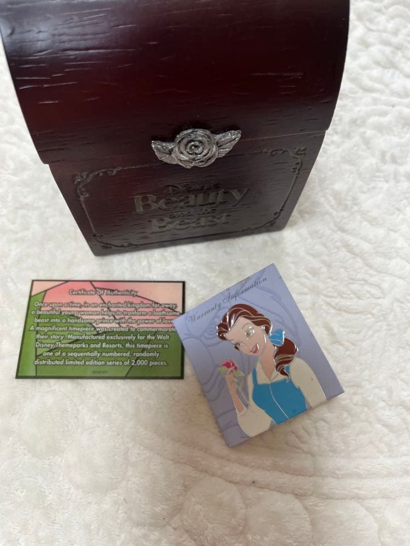 レア！ディズニー美女と野獣ヴィンテージコレクション☆木製ボックス入り腕時計難あり