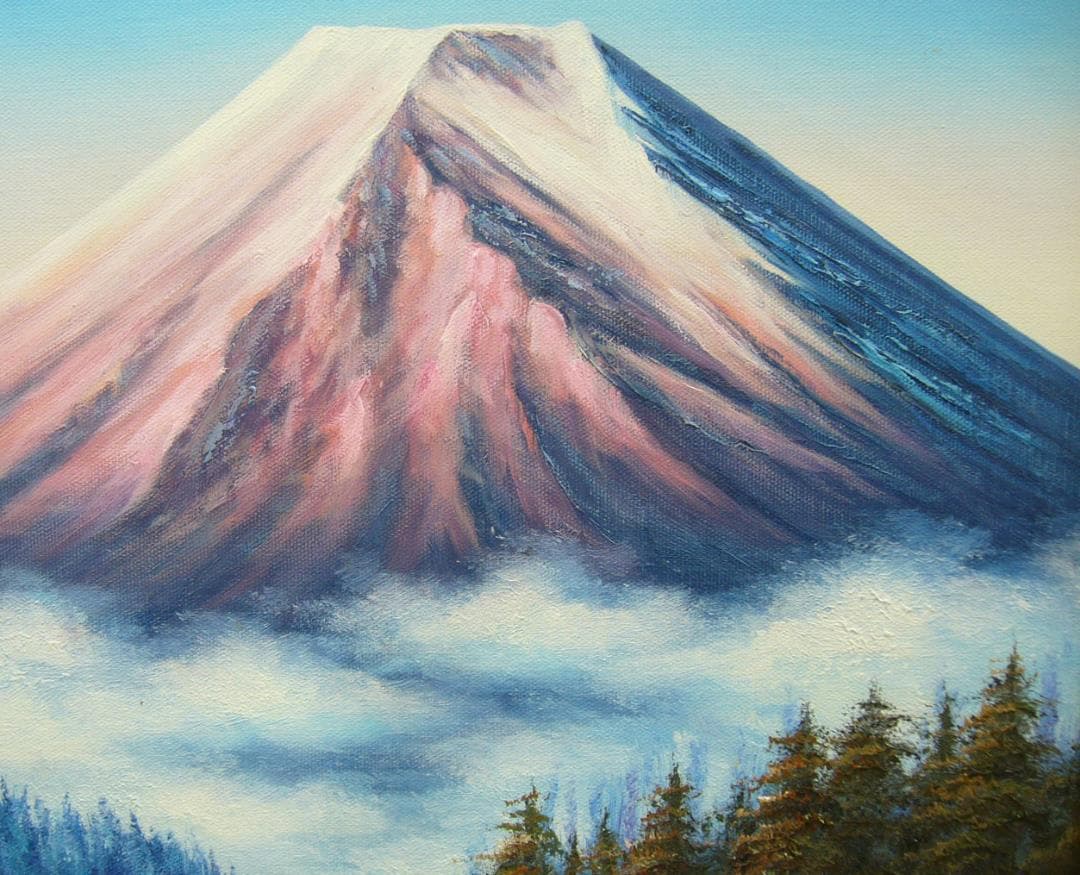 絵画 油絵 作者不詳 肉筆油絵 風景画 富士山