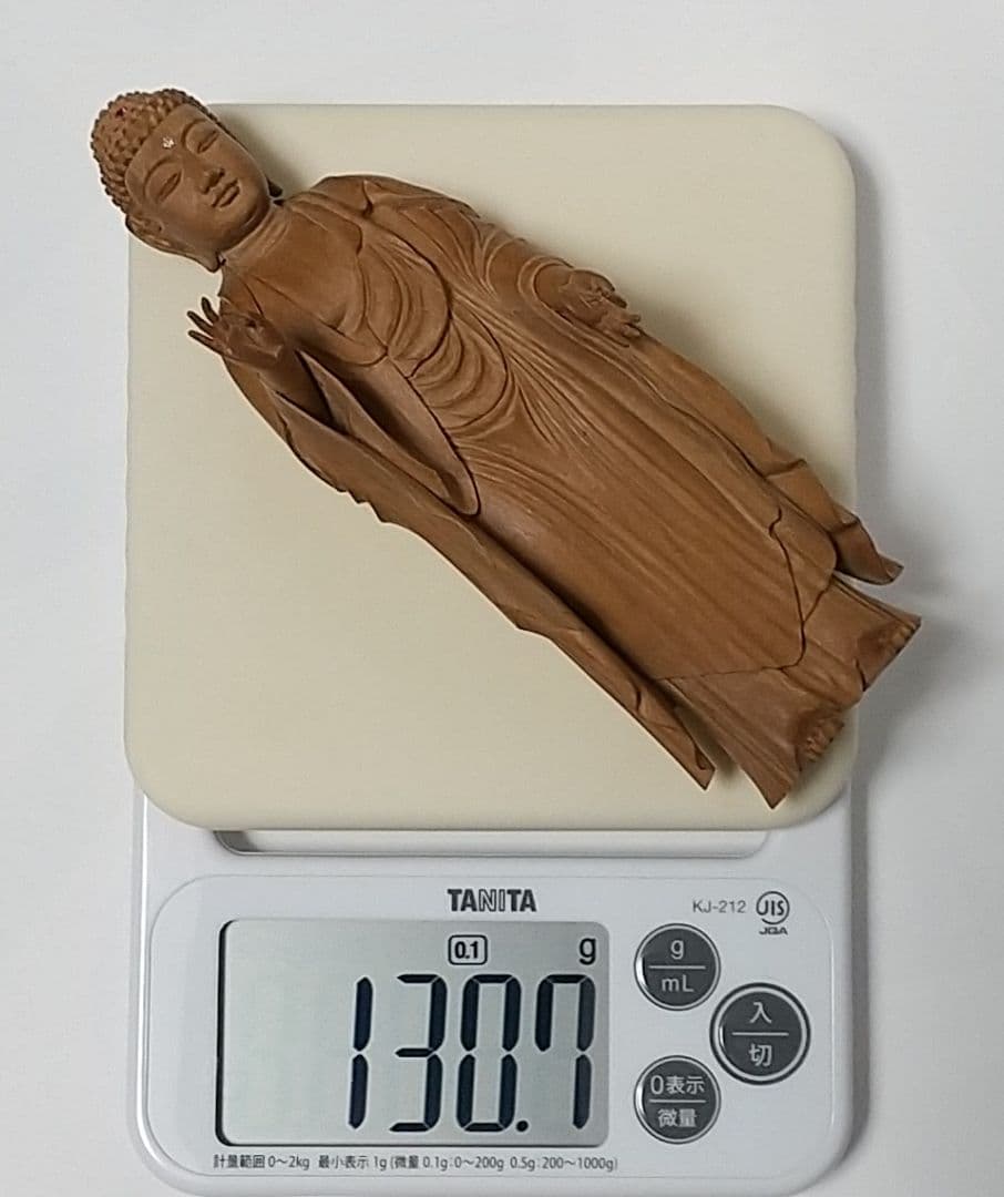 阿弥陀如来立像 5寸 像のみ #662 ◆白檀 木彫 仏像