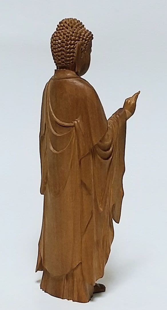 阿弥陀如来立像 5寸 像のみ #662 ◆白檀 木彫 仏像