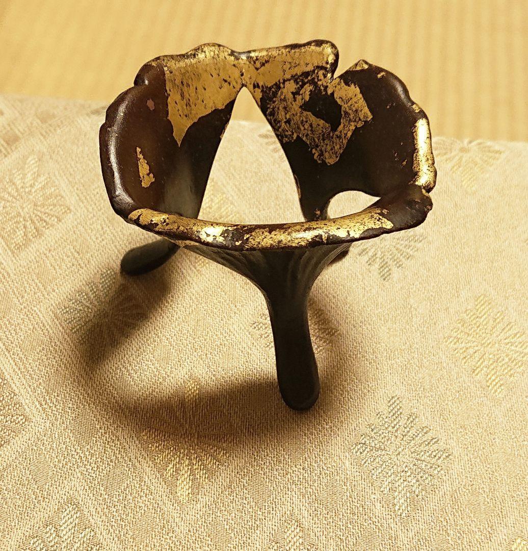 蓋置 鵬雲斎好 銀杏蓋置 13代宮崎寒雉