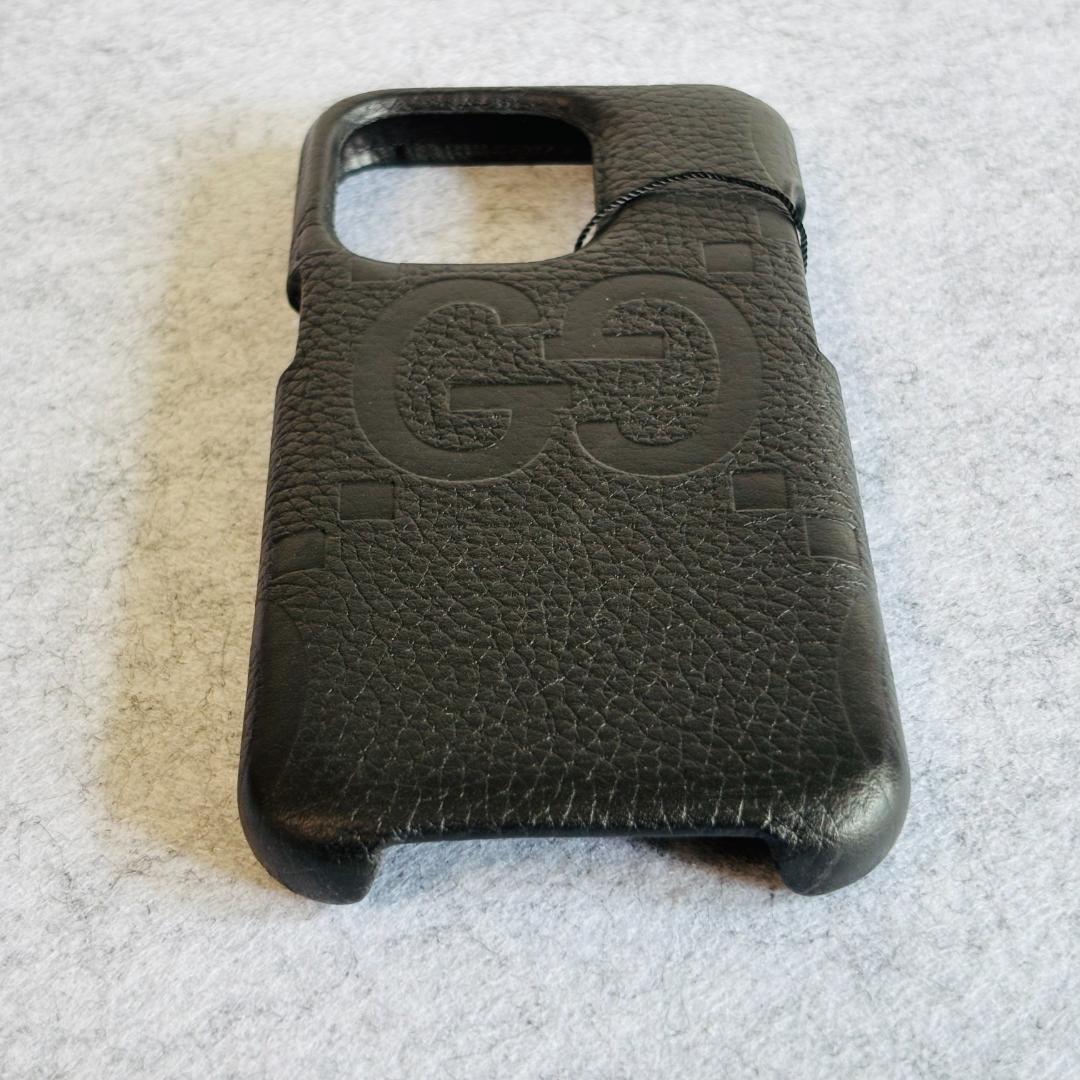 グッチ　iPhoneケース スマホケース GGジャンボ レザー 黒 GUCCI