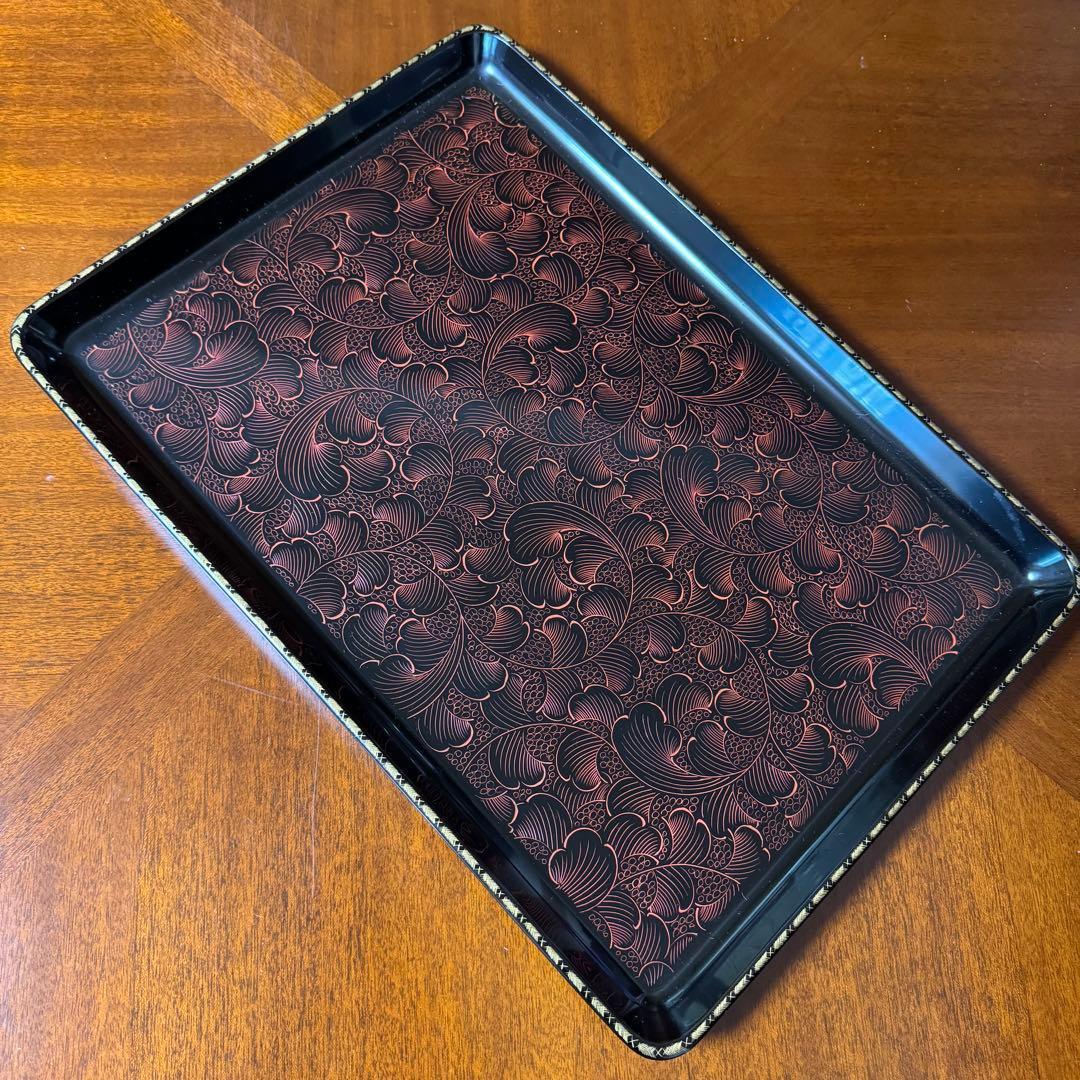 新品 輪島塗 漆 お盆 トレー うるし 伝統工芸 黒 配膳 伝統工芸 漆器