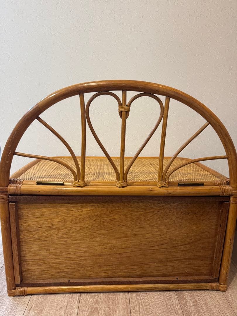 早い者勝ち　ラタン家具　ベンチ　籐家具 ベンチ収納 レトロ　ヴィンテージ　ハート